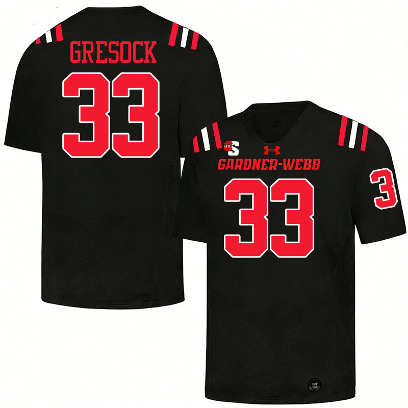 Gardner-Webb Runnin' Bulldogs #33 Carson Gresock College Football Jerseys,Uniforms-Black